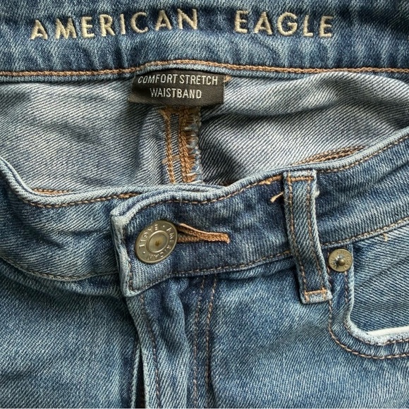 American Eagle Outfitters Blue Distressed Skinny Jeans Size 4 Stretch Streetwear - Picture 3 of 9